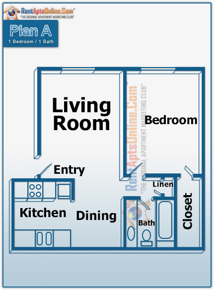 This image is the visual schematic representation of One Bedroom in River's Edge At Fair Oaks Apartments.